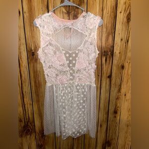 Reverence Adult M Lyrical Ballet Competition Dance Costume Blush Lace Mesh Dress